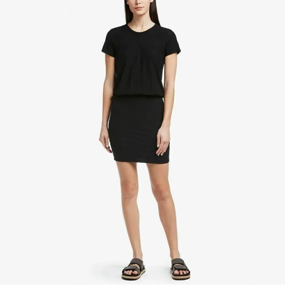 James Perse Short Sleeve Blouson T-Shirt Dress Black Size 2 Medium
